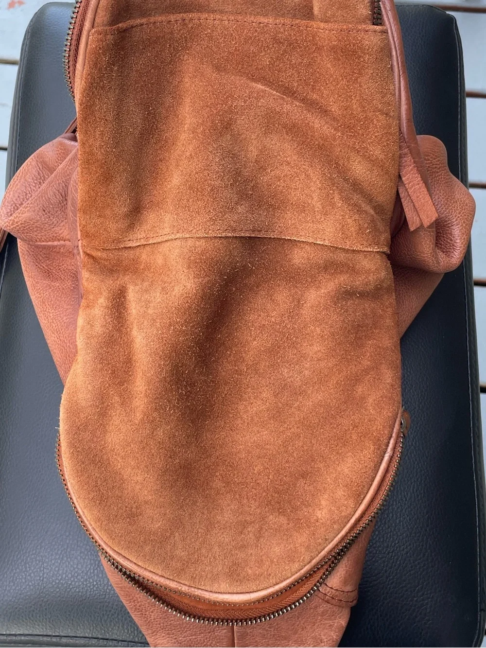 Free People  Soho Convertible Cognac Leather Sling Backpack